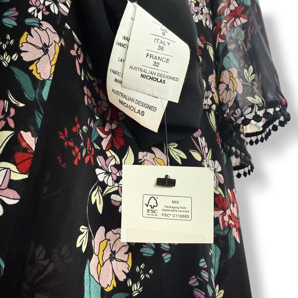 New w/Tags NICHOLAS pure silk floral flowing Goddess cold shoulder dress - Picture 14 of 16